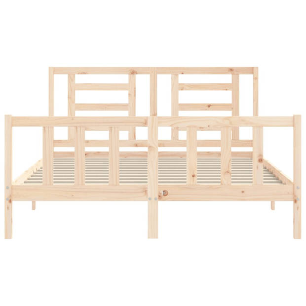 vidaXL Bedframe met hoofdbord massief hout