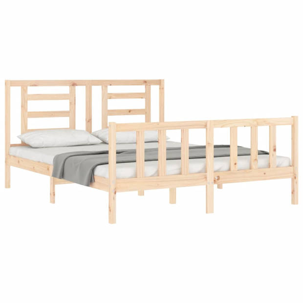 vidaXL Bedframe met hoofdbord massief hout