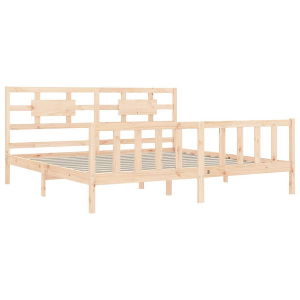 vidaXL Bedframe met hoofdbord massief hout 200x200 cm