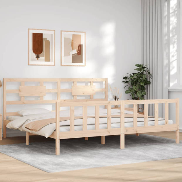 vidaXL Bedframe met hoofdbord massief hout 200x200 cm