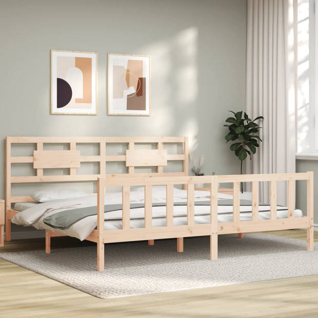 vidaXL Bedframe met hoofdbord massief hout 200x200 cm