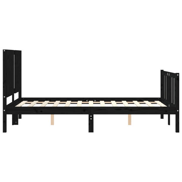 vidaXL Bedframe met hoofdbord massief hout zwart