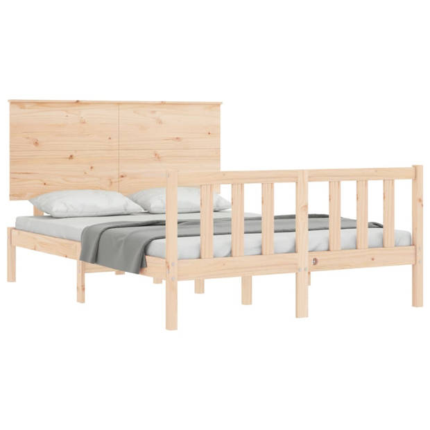 vidaXL Bedframe met hoofdbord massief hout