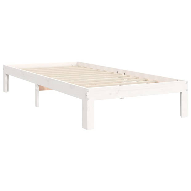 vidaXL Bedframe met hoofdbord massief hout wit