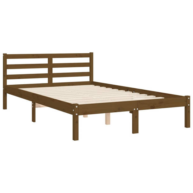 vidaXL Bedframe met hoofdbord massief hout honingbruin