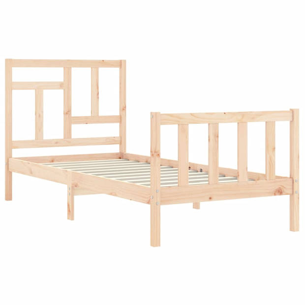 vidaXL Bedframe met hoofdbord massief hout 90x200 cm