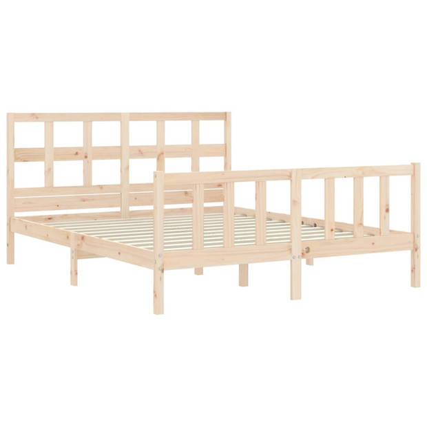 vidaXL Bedframe met hoofdbord massief hout 160x200 cm