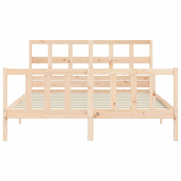 vidaXL Bedframe met hoofdbord massief hout 160x200 cm