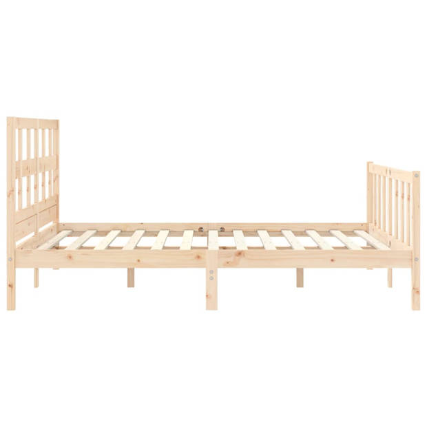 vidaXL Bedframe met hoofdbord massief hout 160x200 cm