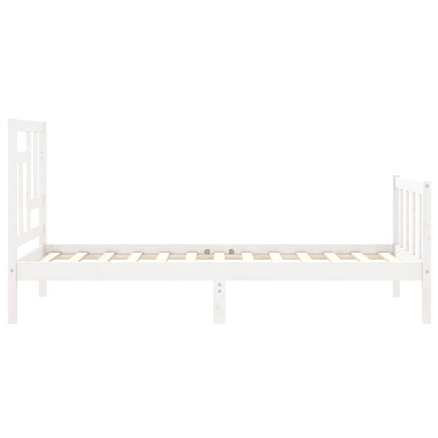 vidaXL Bedframe met hoofdbord massief hout wit