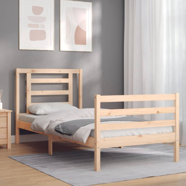 vidaXL Bedframe met hoofdbord massief hout