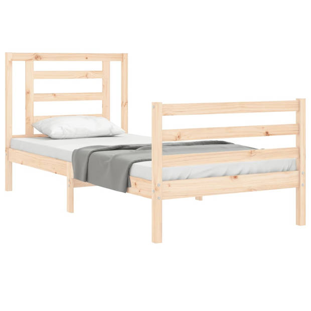 vidaXL Bedframe met hoofdbord massief hout 100x200 cm