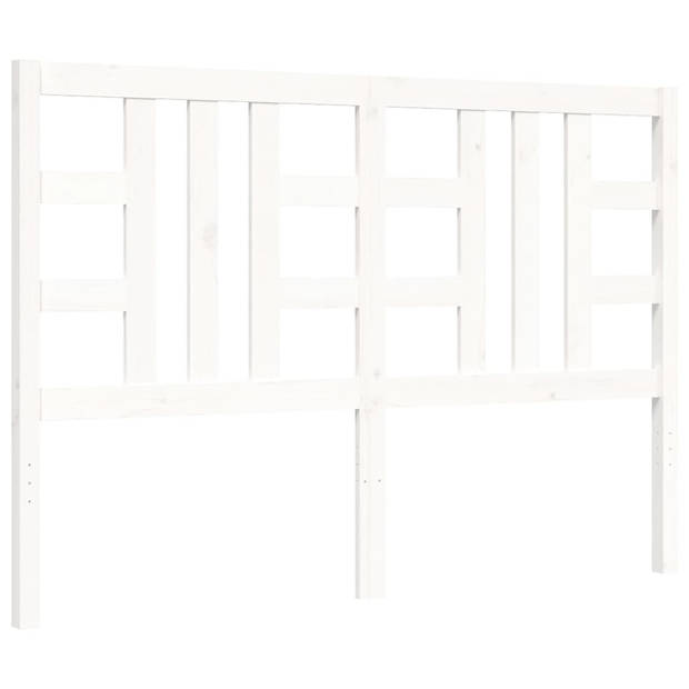 vidaXL Bedframe met hoofdbord massief hout wit