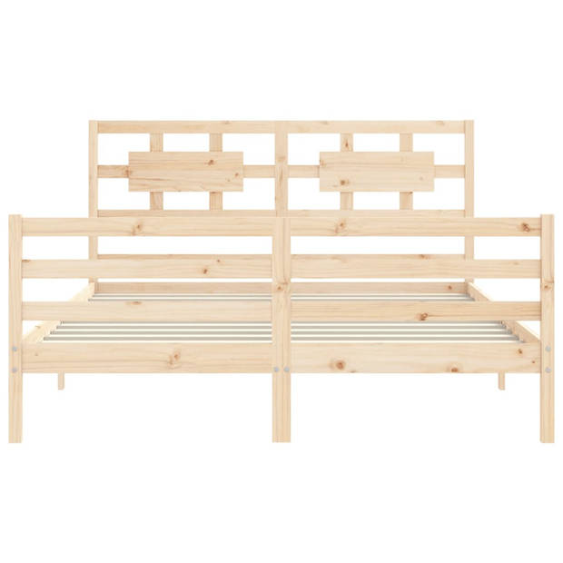 vidaXL Bedframe met hoofdbord massief hout