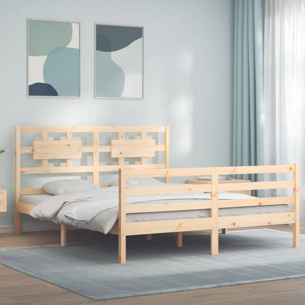 vidaXL Bedframe met hoofdbord massief hout