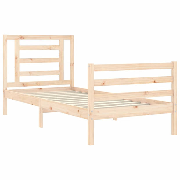 vidaXL Bedframe met hoofdbord massief hout 100x200 cm