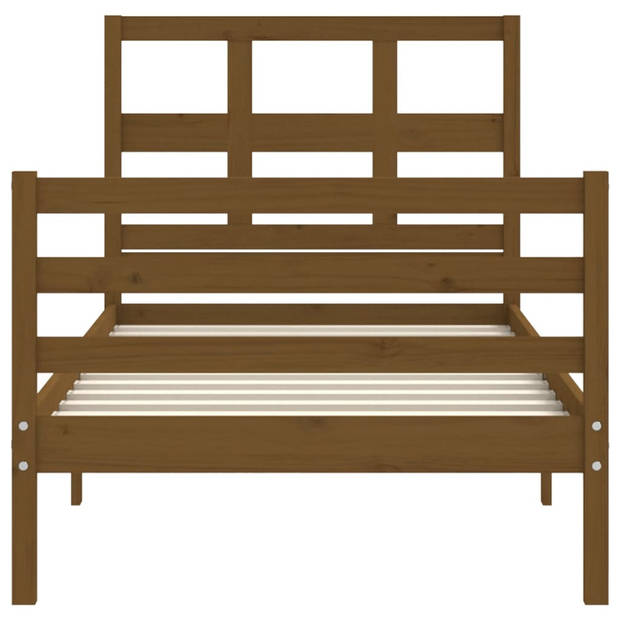 vidaXL Bedframe met hoofdbord massief hout honingbruin 90x200 cm