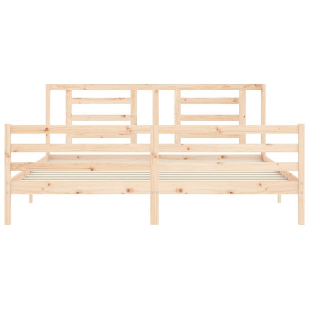 vidaXL Bedframe met hoofdbord massief hout