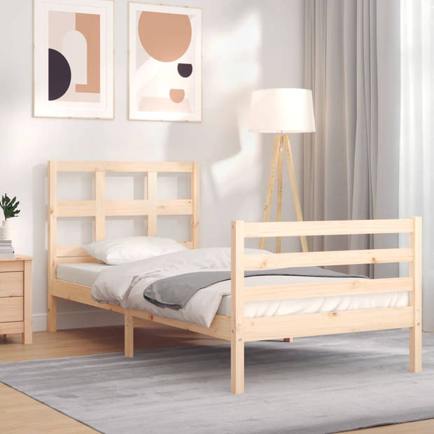 vidaXL Bedframe met hoofdbord massief hout