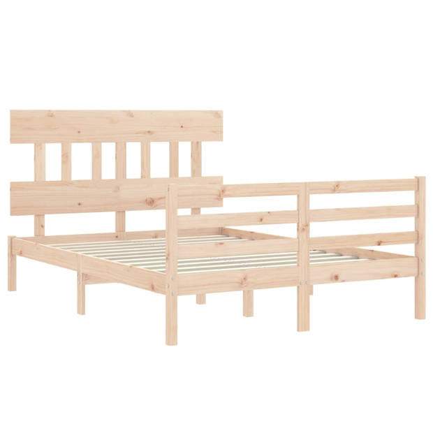 vidaXL Bedframe met hoofdbord massief hout