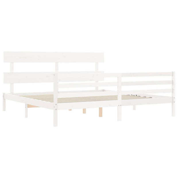 vidaXL Bedframe met hoofdbord massief hout wit