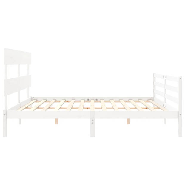 vidaXL Bedframe met hoofdbord massief hout wit