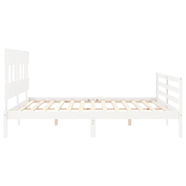 vidaXL Bedframe met hoofdbord massief hout wit