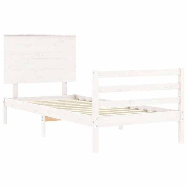 vidaXL Bedframe met hoofdbord massief hout wit