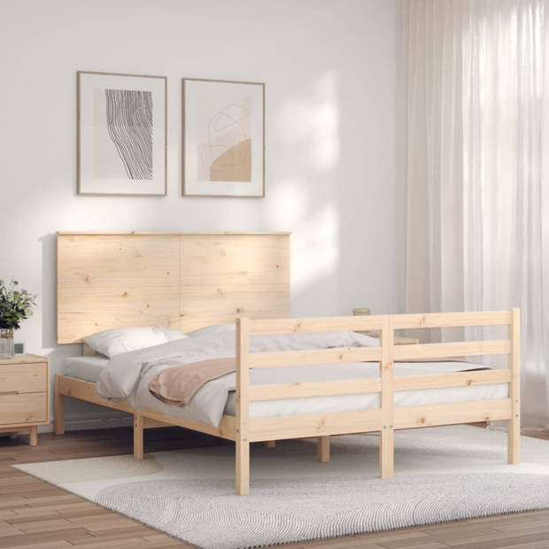 vidaXL Bedframe met hoofdbord massief hout