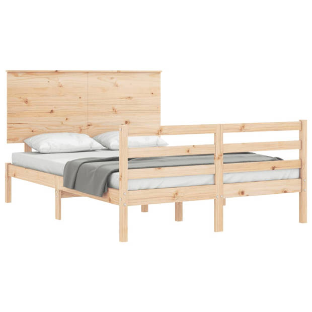 vidaXL Bedframe met hoofdbord massief hout