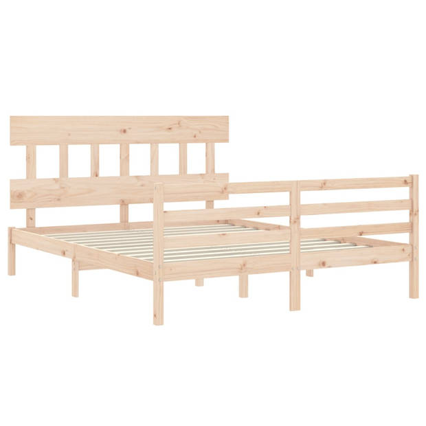 vidaXL Bedframe met hoofdbord massief hout 160x200 cm