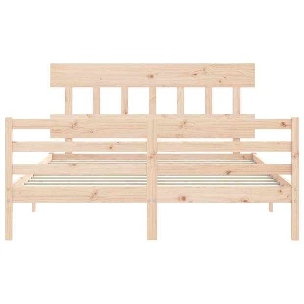 vidaXL Bedframe met hoofdbord massief hout 160x200 cm