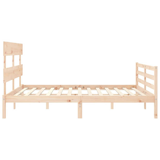 vidaXL Bedframe met hoofdbord massief hout 160x200 cm