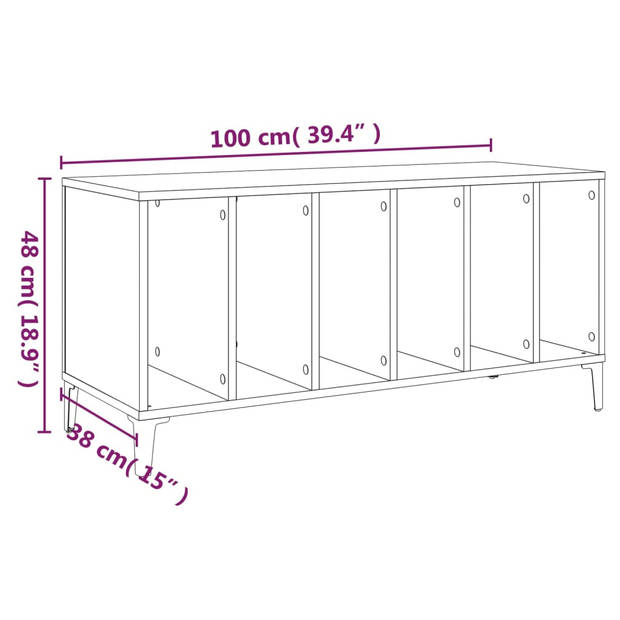 vidaXL Platenkast 100x38x48 cm bewerkt hout betongrijs