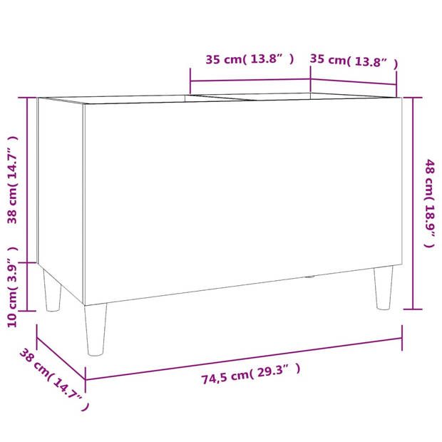 vidaXL Platenkast 74,5x38x48 cm bewerkt hout zwart