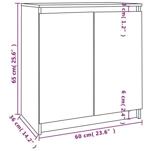 vidaXL Bijzetkast 60x36x65 cm massief grenenhout wit