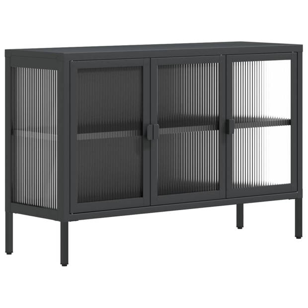 vidaXL Dressoir 105x35x70 cm glas en staal zwart