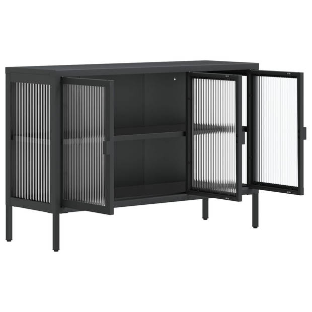 vidaXL Dressoir 105x35x70 cm glas en staal zwart