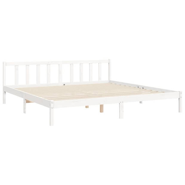 vidaXL Bedframe met hoofdbord massief hout wit