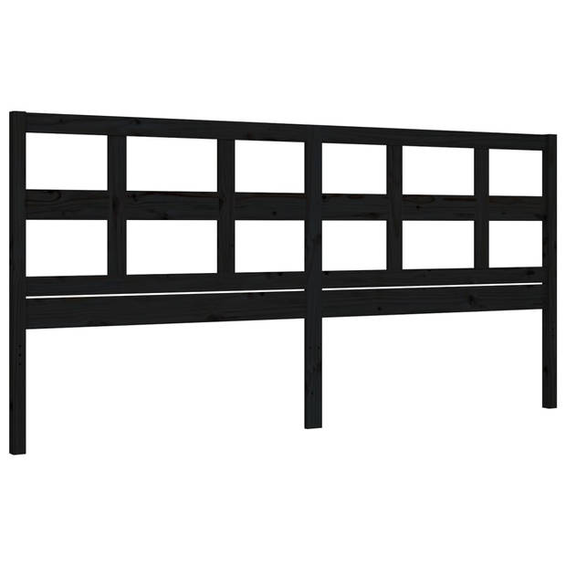 vidaXL Bedframe met hoofdbord massief hout zwart 200x200 cm