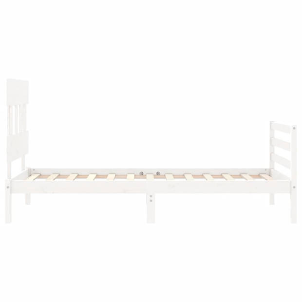 vidaXL Bedframe met hoofdbord massief hout wit 100x200 cm