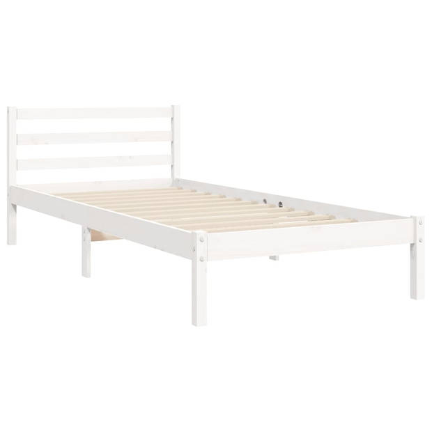 vidaXL Bedframe met hoofdbord massief hout wit