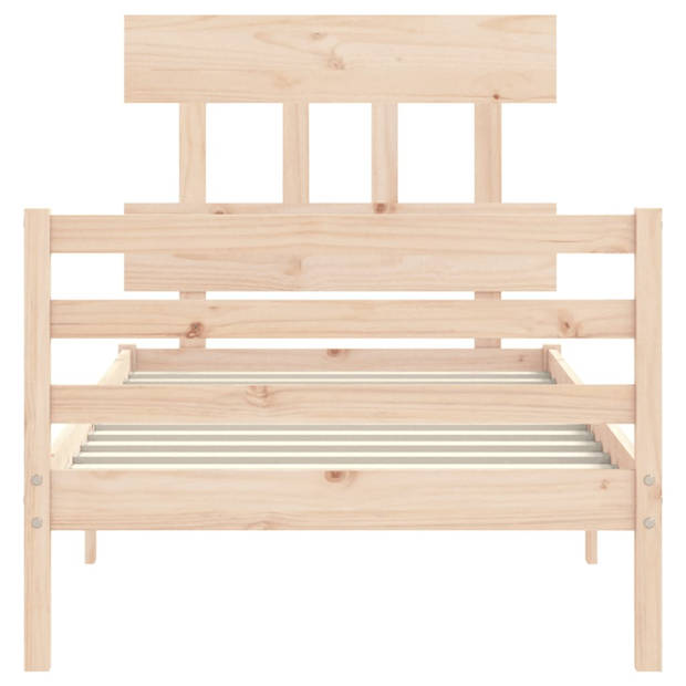 vidaXL Bedframe met hoofdbord massief hout 100x200 cm