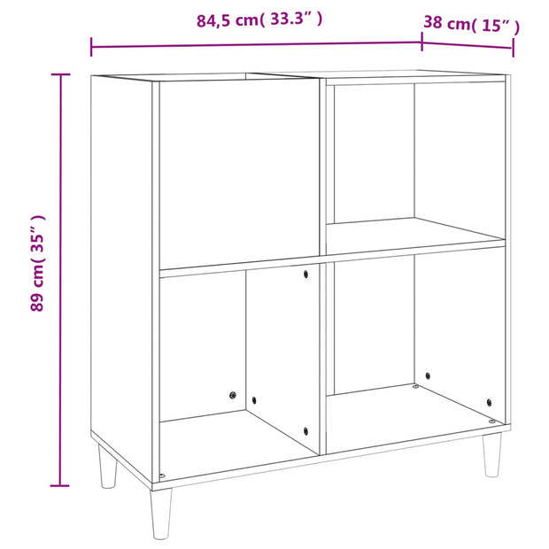 vidaXL Platenkast 84,5x38x89 cm bewerkt hout gerookt eikenkleurig