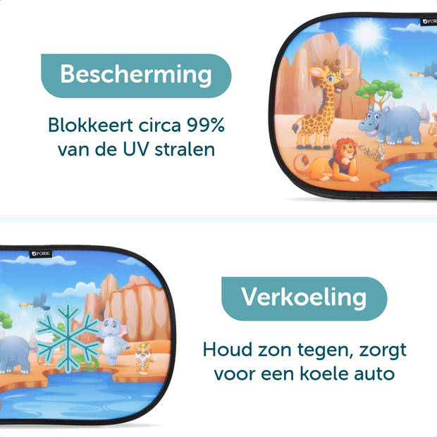 ForDig Zonnescherm Auto Waterpoel (2 Stuks) - Extra Donker - Zonwering UV Protectie voor Auto Zijruit – Zonwering Auto –