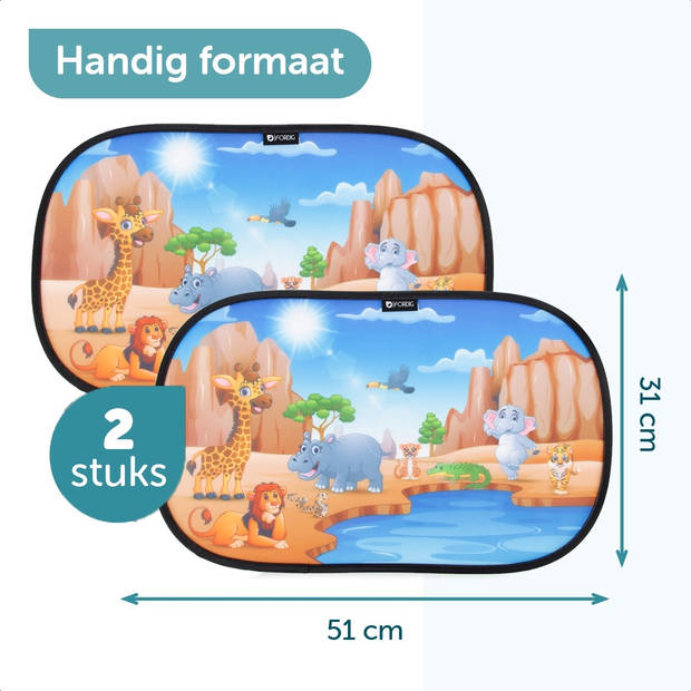 ForDig Zonnescherm Auto Waterpoel (2 Stuks) - Extra Donker - Zonwering UV Protectie voor Auto Zijruit – Zonwering Auto –