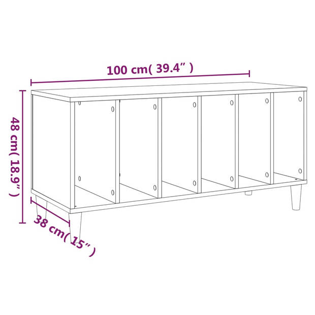 vidaXL Platenkast 100x38x48 cm bewerkt hout gerookt eikenkleurig