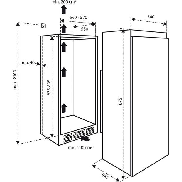 Inventum IKK0881S inbouw koelkast 88 cm sleepdeur