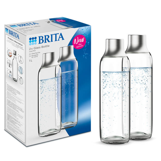 BRITA - SodaTRIO - Soda - Glazen Fles - Accessoire Voor Sodamaker 2-Pack