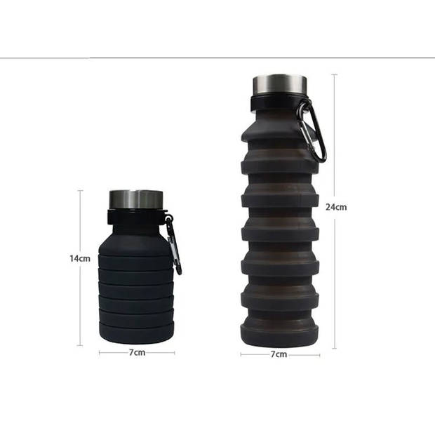 FEDEC Waterfles opvouwbaar - Drinkfles - 550ml - Zwart